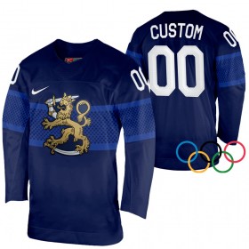 Camisola Finlândia Personalizado 2022 Winter Olympics Navy Authentic - Homem
